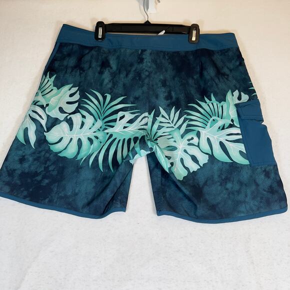 Quiksilver Bathing Suit Men 38W Side Pocket Hook/Loop Fly String Swim Beach Blue - Picture 3 of 16